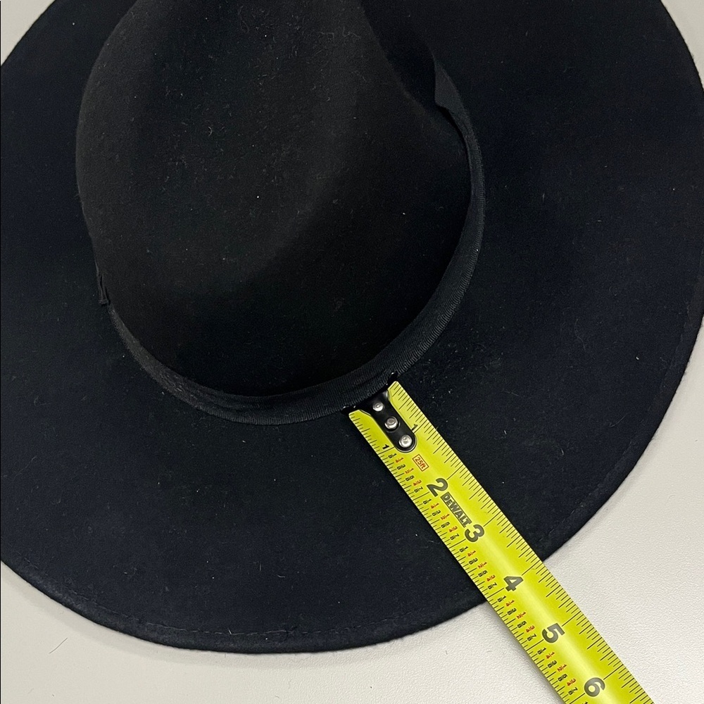 Chic Black Boho Wide-Brim Hat with ribbon band one size / preowned - Picture 7 of 11